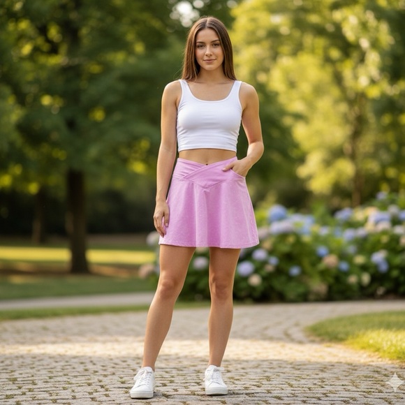 VS PINK Crossover Acid Washed Pull On Large Pink Mini Skirt - Picture 2 of 8